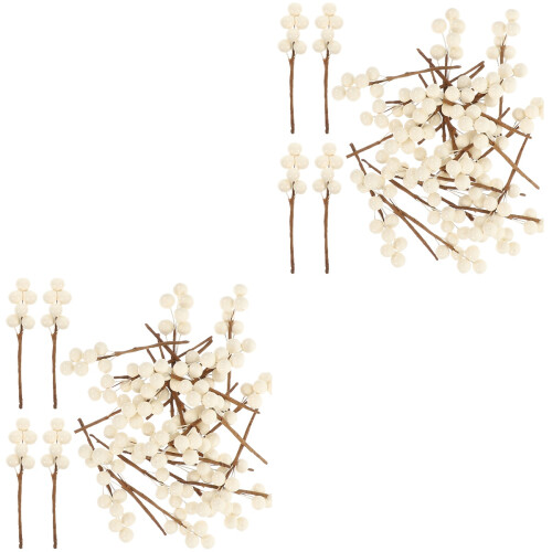 60Pcs Artificial White Berry Branches Glitter Xmas DIY Festive Decor 2
