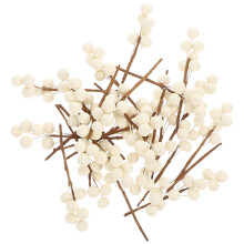 60Pcs Artificial White Berry Branches Glitter Xmas DIY Festive Decor