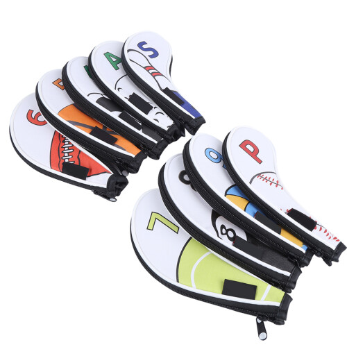 9Pcs Golf Iron Head Covers Hülse Digitale Zipper 2