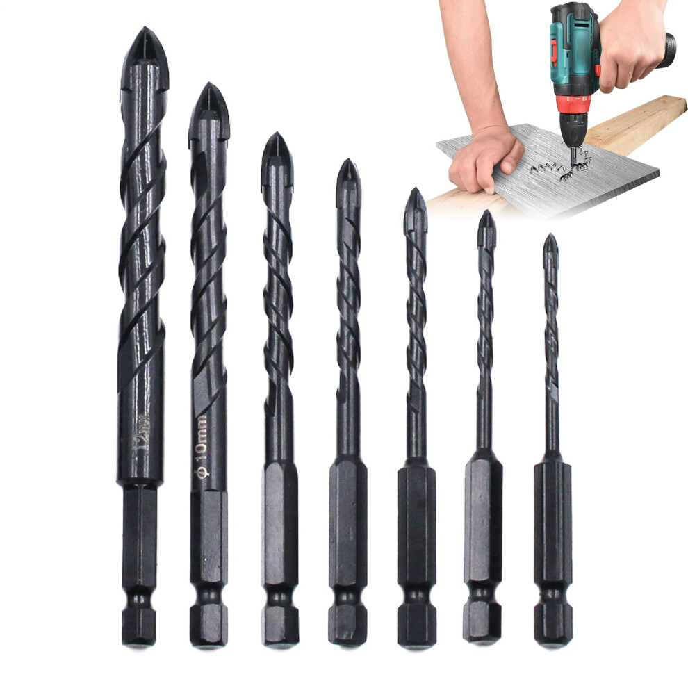 Masonry Drill Bits For Concrete Porcelain Concrete Drill Bit Set, 1/4In-1/2In, Carbide-Tipped, Wood & Brick Compatible 9084446204322