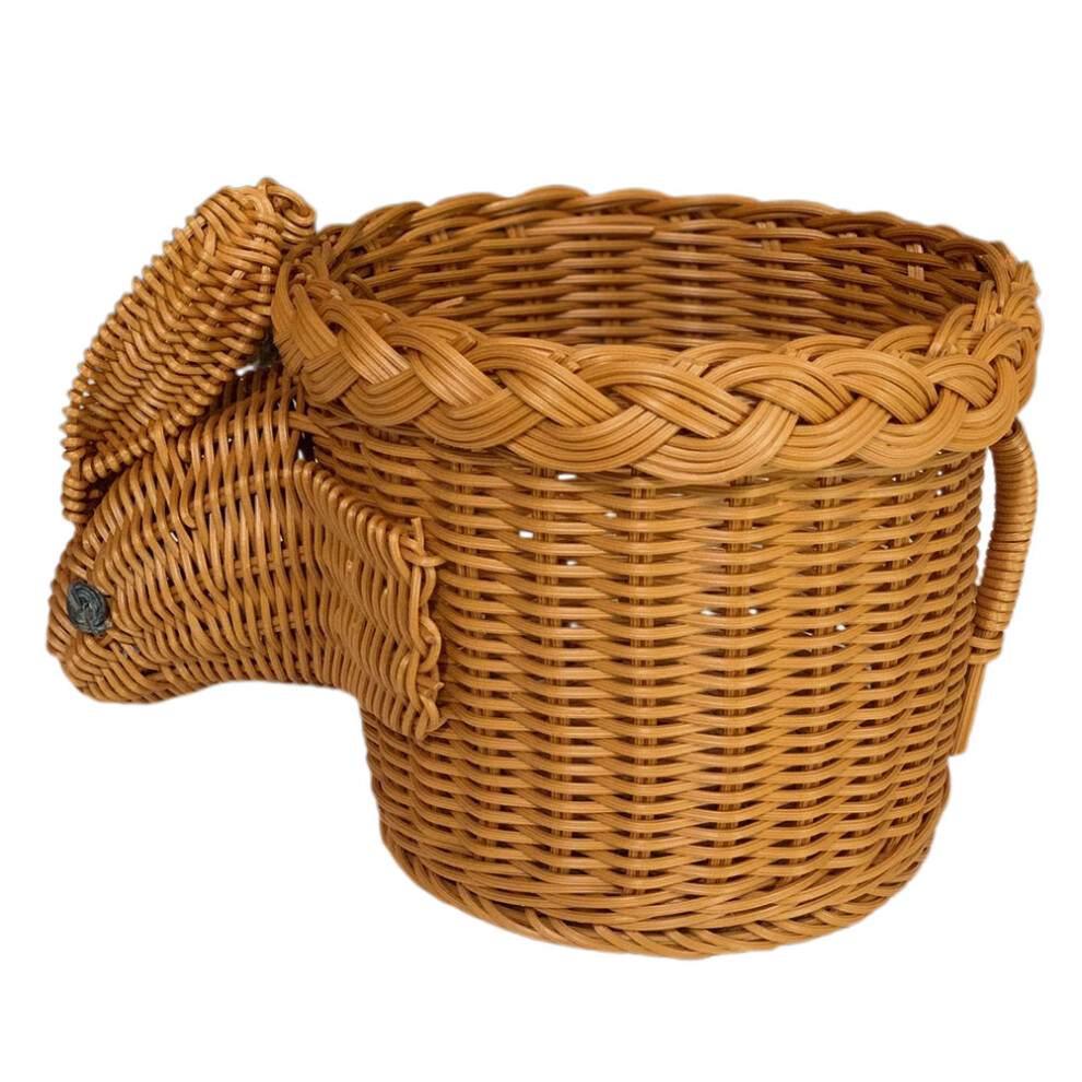 Rabbit Shaped Hand Woven Wicker Storage Basket For Nursery Organizer Villcase