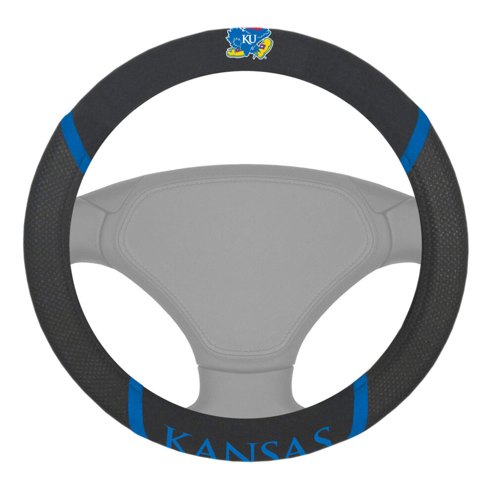 Fanmats 14906 Ncaa University Of Kansas Jayhawks Polyester Steering Wheel Cover 15""""X15"""" 842989049065