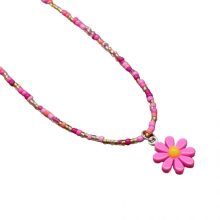 Daisy Seed Bead Short Sunflower Necklace Summer Rice Bead Jewelry7