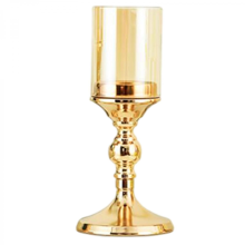 Iron Candle Holder Metal Glass Tea Light Candlestick Decor 4.3x9.8inch