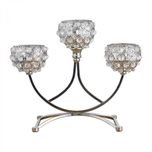 Sparkling Crystal 3-Arm Tealight Candle Holder Silver Banquet Decor