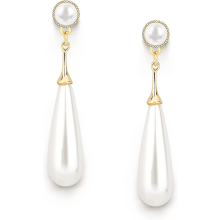 Pearl Drop Earrings for Women | Sterling Silver Cubic Zirconia Wedding Bridal