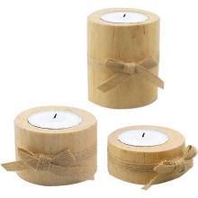 Set of 3 Personalized Wooden Candle Holder, Tea Light Candle Holders, Natural Wooden Planter