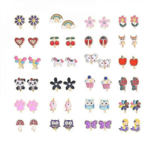 20 Pairs Of Girls Clip On Earrings Kids Cute Flower Earring Princess Dress Up NOY