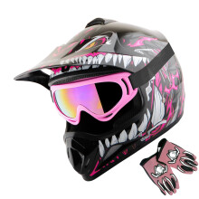 WOW Youth Kids Motocross BMX MX ATV Dirt Bike Helmet Dragon Pink gogg