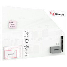 Magnetic glass board 90x60 cm CLASSIC WHITE + with Bonus Accessories