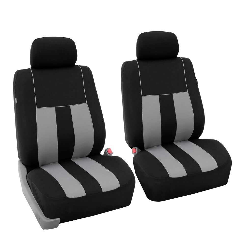 Fh Group Car Seat Covers Front Set Cloth - Seat Covers For Low Ba Gray 842319193512