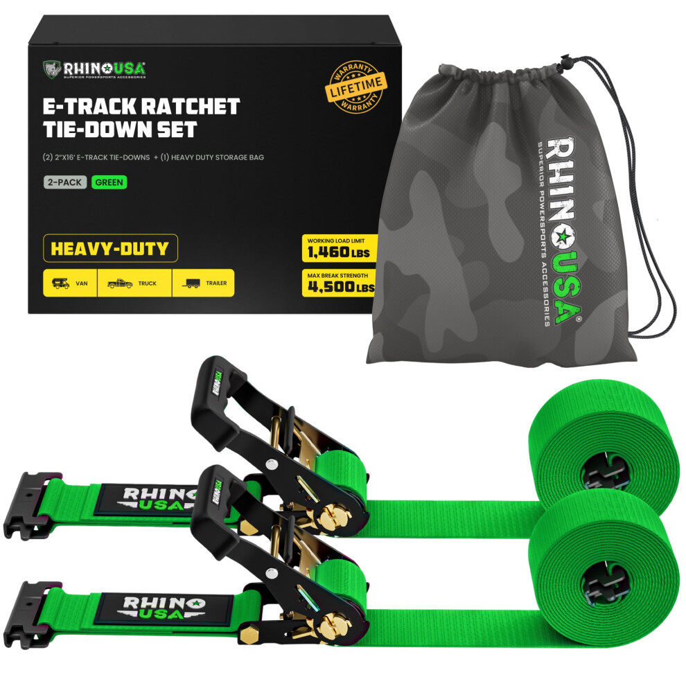 Rhino Usa E Track Ratchet Tie Down Straps (4 500Lb Break Strength) - I 810109890729