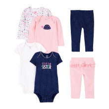 Enkla gldjeer av Carter's Baby Girls 6-stycks bodysuits (kort och lngrmad) och byxor stter multicolor/prickar/blommor/hjrtan/skldpadda 6-9