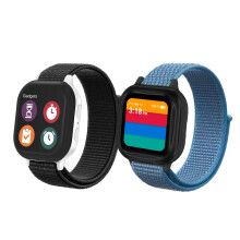 Newjourney 2 Pack Nylon Bands til GABB Watch Band Breathable Hook & Loop Strap Replacement Kompatibel med GABB Watch 1/2 til Boy Girl (Black+Blue