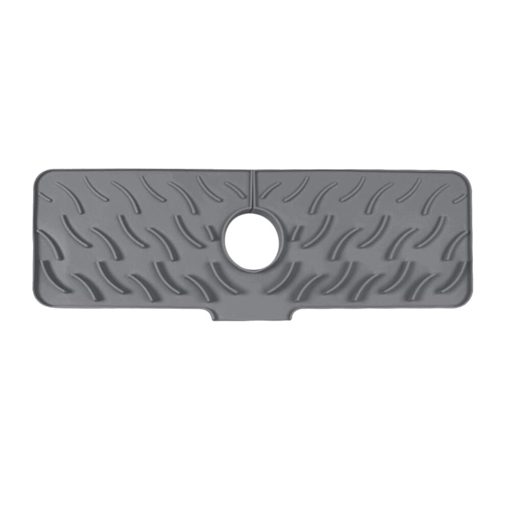 Kitchen Faucet Mat Silicone Sink Drip Mat, Faucet Guard, Soap Sponge Brush Holder, Splash Guard Outdoor Sinks, Dark Gray 9016109204905