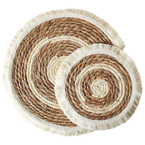 2pcs Woven Placemats For Dining Table 25x25x1in Multi Color