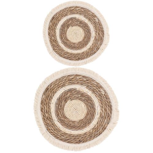 2pcs Woven Placemats For Dining Table 25x25x1in Multi Color 1
