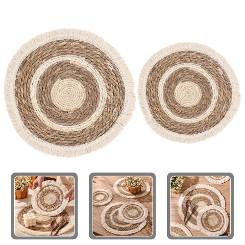 2pcs Woven Placemats For Dining Table 25x25x1in Multi Color 2
