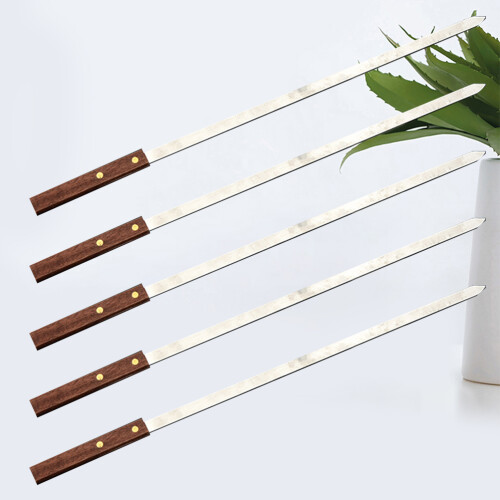 5 Unidades Brochetas Inoxidable Con Mango Madera Para Barbacoa 2