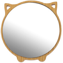 1Pc Wooden Cosmetic Mirror Cat Design Desktop Mirror For Women