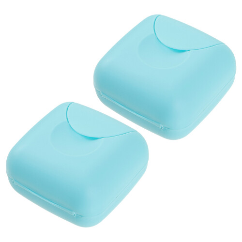 2Pcs Blue Plastic Menstrual Cup Storage Box Portable Organizer Case