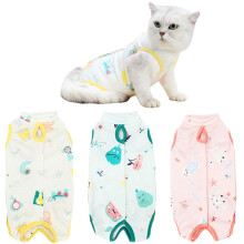 Soft Wrap Cat Surgery Recovery Suit 3-Piece Set, Large (L), For Female Cats After Surgery, Soft Fabric