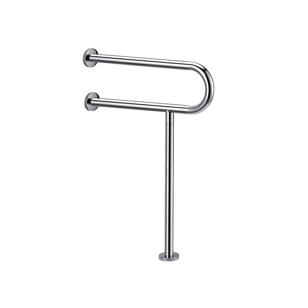 White Toilet Handicap Grab Bars Wall To Floor Stainless Steel Bathroom Safety Grab Rails 60Cm X 70Cm
