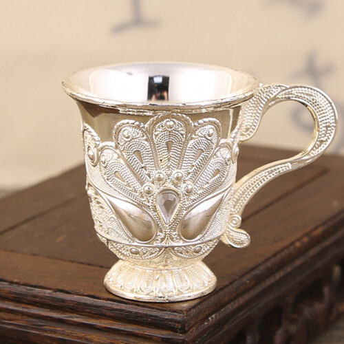 Delicate Silver Alloy Wine Cup Vintage Style Home Goblet 2