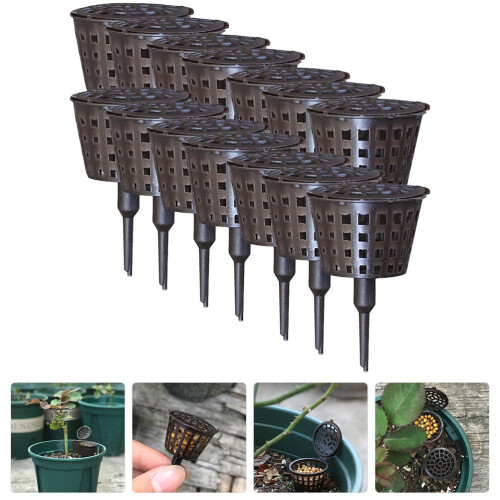 20Pcs Fertilizer Baskets With Lid Portable Plastic Bonsai Container 2