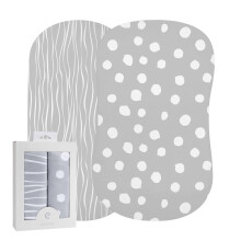 Bassinet Sheet Set 2 Pack 100% Jersey Cotton Grey and White Abstract Stripes and Poots av Elys & Co.