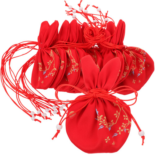 Sachet Bags Empty Red Cloth 10pcs