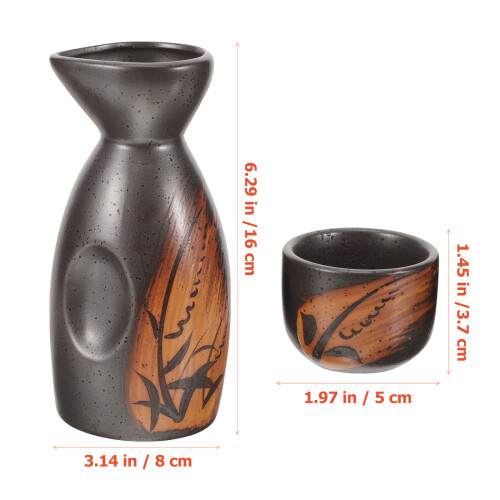 Conjunto Japonês De Saquê Porcelana E Cerâmica Com Garrafa E 1