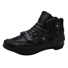 Motorbike Footwear Leather Motorcycle Boots For Riding Work And Road Racing Anti Slip Black 38 EU