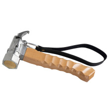 Tent Stake Hammer Shock-Absorbing Stainless Steel With Bottle Opener PU Leather Strap Silver
