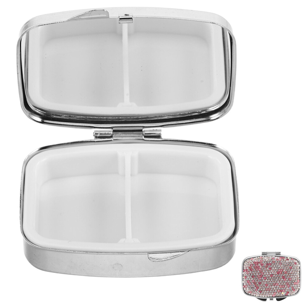 Villcase Mini Pill Organizer With Rhinestone, Multi-Compartment Travel Case