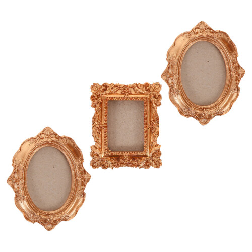 3pcs Gold Magnetic DIY Picture Frames for Refrigerator