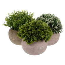 3Pcs Multi Color Mini Green Potted Faux Topiary Shrubs Durable Plastic