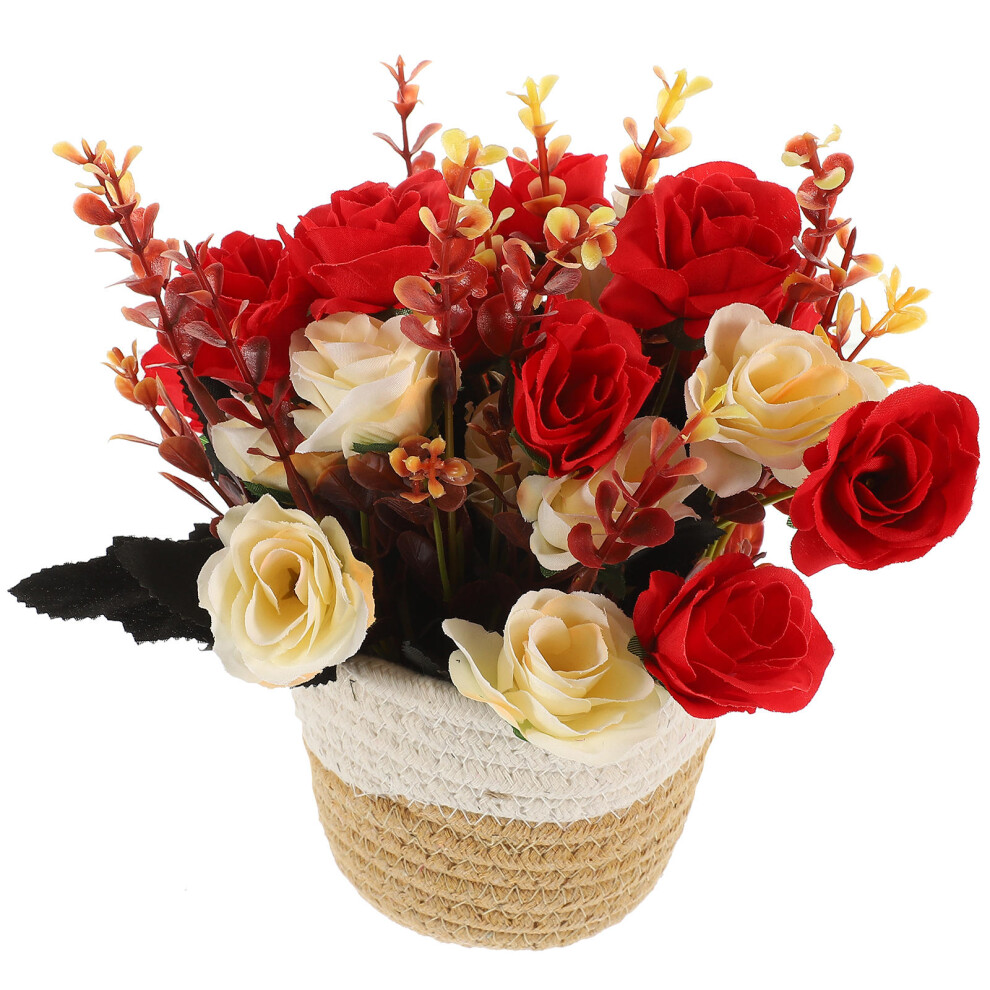 3pcs Artificial Bonsai Fake Flower Woven Basket Decor-image-OPC-PKVPXK5-NEW