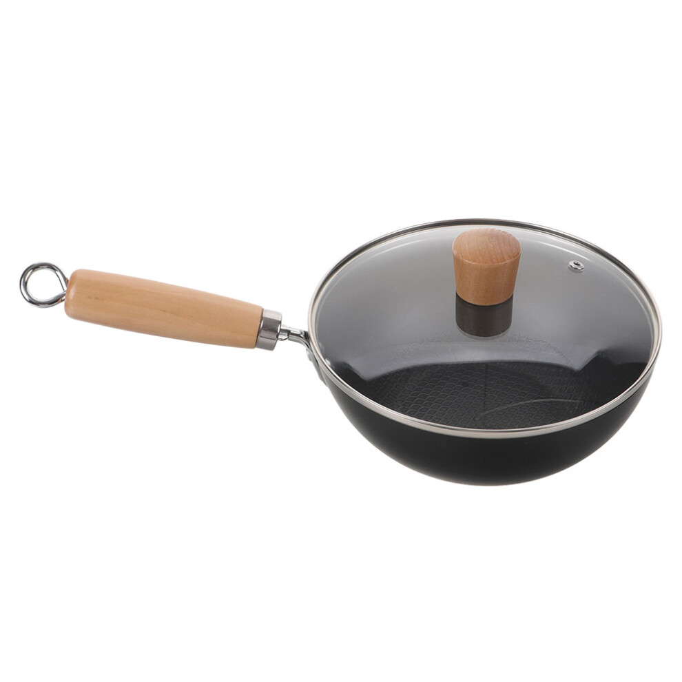 Cast Iron Wok Pan With Lid Nonstick Stir Fry Pan Wood Handle-image-OPC-PKVQ658-NEW