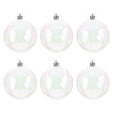 18 Pcs Clear Iridescent 8cm Plastic Ornament Balls For Christmas Tree