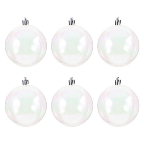 18 Pcs Clear Iridescent 8cm Plastic Ornament Balls For Christmas Tree