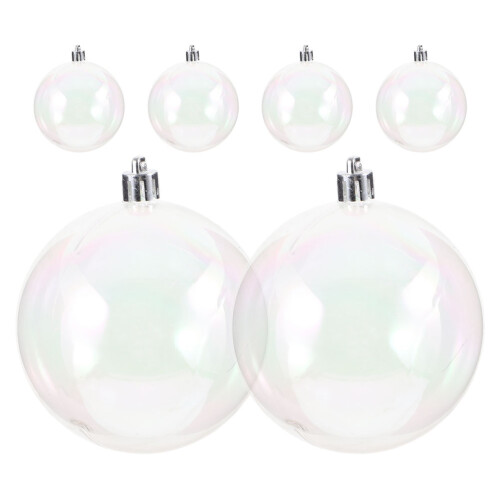 18 Pcs Clear Iridescent 8cm Plastic Ornament Balls For Christmas Tree 1