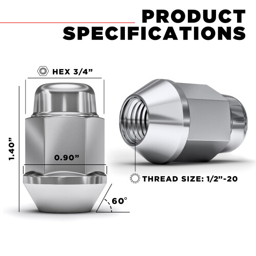 White-Knight-Press White Knight Radmuttern - 1704S-20AM 20er Pack 1/2""""-20 Radmuttern B 1