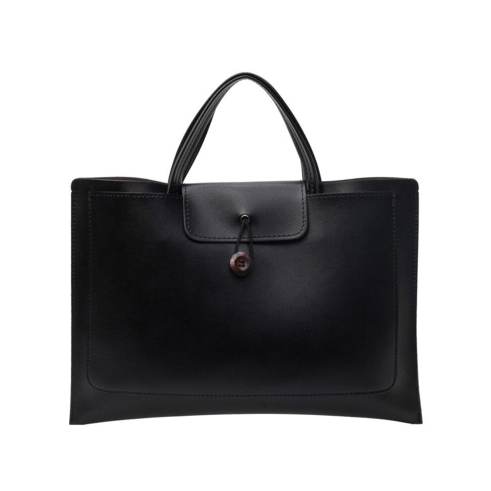 Laptop Bag Leather 15.6 Inch Notebooks Carrying Case Laptop Briefcase Large Capacity Pc Bag Black 9084446207712