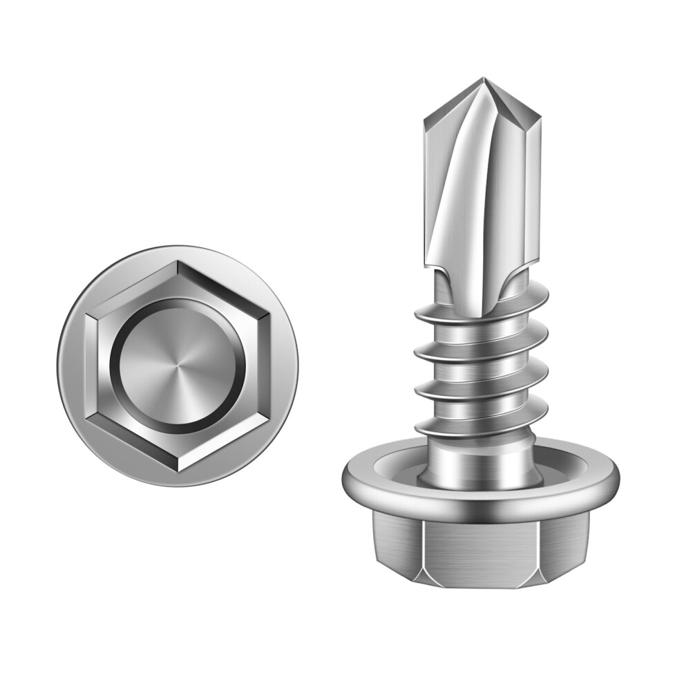 Mewudecor #14 X 3/4"""" (K Dispozici 3/4"""" A 3"""") Estihrann Podloka Samovrtn Rouby Do Plechu S Hrotem Vrtku Nerezov Ocel 410 50 Ks-image