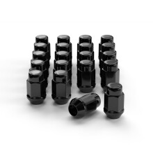 20PCS 1,4 inch 1/2-20 Closed End Bulge Acorn Black Lug Nuts - Cone Seat - 19mm Hex Lug Nut voor Bronco Mustang Cherokee Liberty Ranger Exlporer YJ TJ