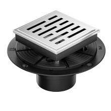 Neodrain vierkante doucheafvoer 4 inch roestvrij staal 304 rooster en PVC afvoerlichaam baksteenpatroonrooster met geborstelde nikkelafwerking Kit in