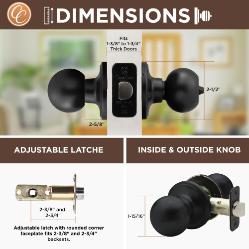 Copper Creek BK2020SS-2 Ball Door Knob Passage Function 2 Pack in Satin Stainless 2