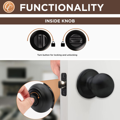 Copper Creek BK2020SS-2 Ball Door Knob Passage Function 2 Pack in Satin Stainless 1