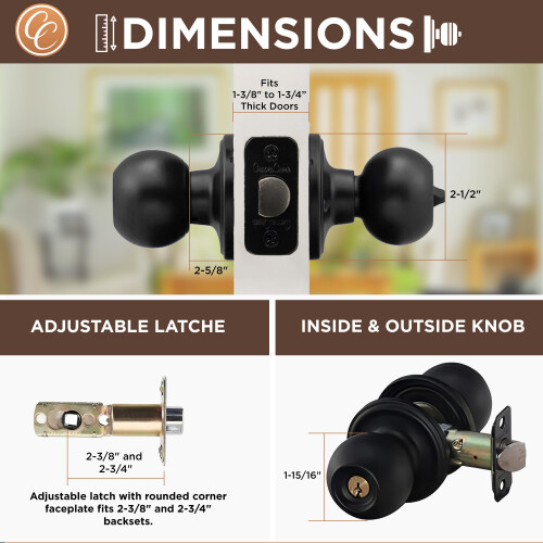 Copper Creek BK2040SS-2 Ball Door Knob Keyed Entry Function 2 Pack in Satin Stainless 2